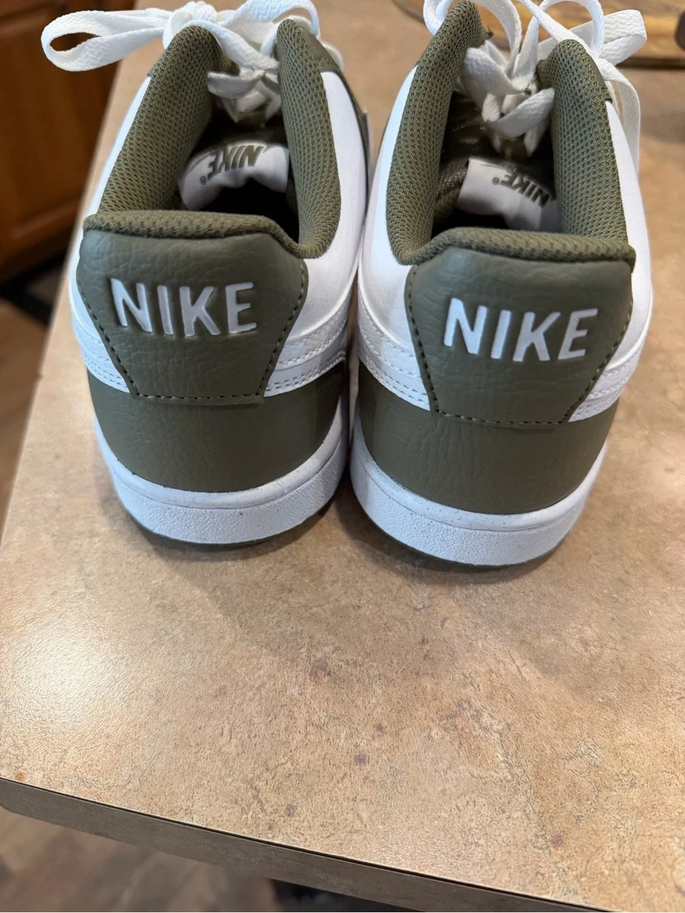 Nike Low-Top Sneakers in White and Olive Green